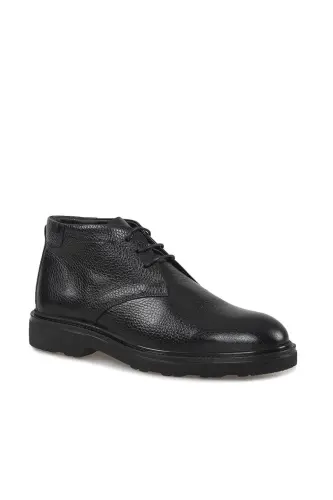 Black 100% Leather Lace-up Boots - 3