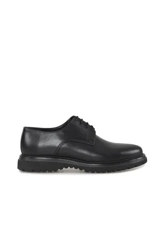 Black 100% Leather Lace-up Eva Sole Oxford Casual Shoes - 1