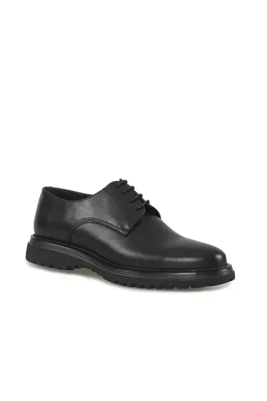 Black 100% Leather Lace-up Eva Sole Oxford Casual Shoes - 2