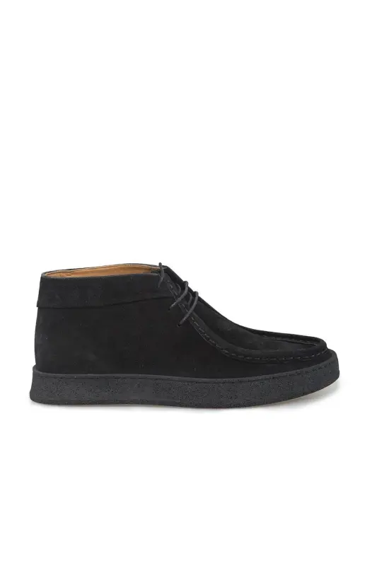 Black 100% Leather Lace-up Suede Boot - JAKAMEN