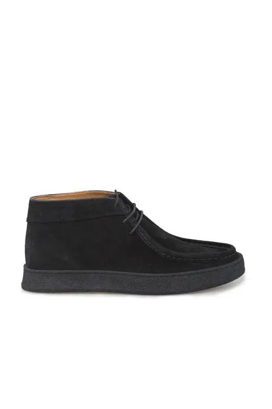 Black 100% Leather Lace-Up Suede Boot - JAKAMEN
