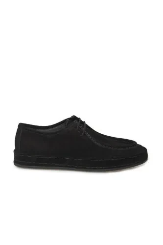 Black 100% Leather Laced Casual Suede Shoes - Modazone