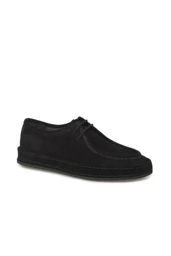 Black 100% Leather Laced Casual Suede Shoes - Modazone (1)
