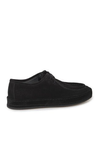 Black 100% Leather Laced Casual Suede Shoes - 3
