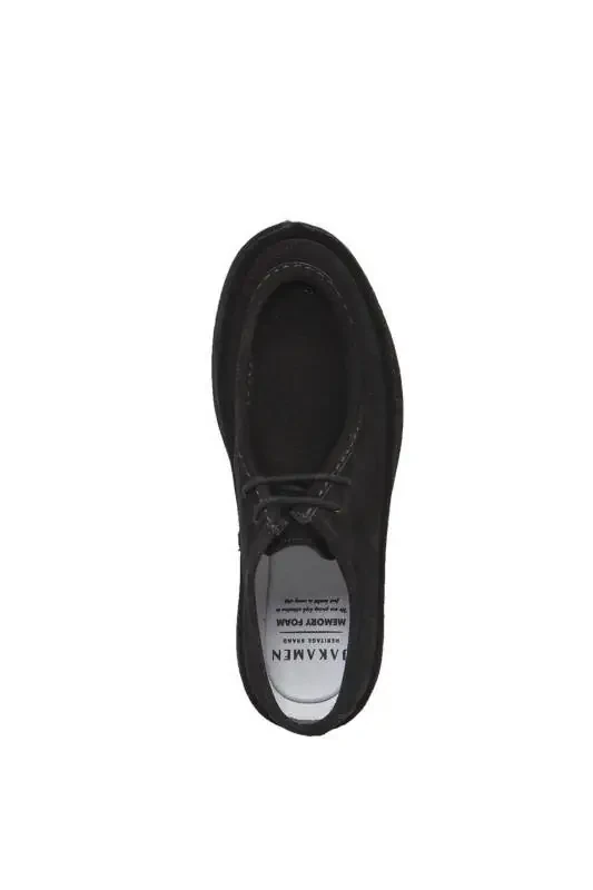 Black 100% Leather Laced Casual Suede Shoes - 5