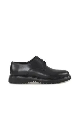 Black %100 Leather Laced Eva Sole Oxford Casual Shoes - 1