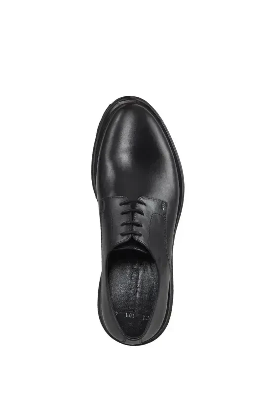 Black %100 Leather Laced Eva Sole Oxford Casual Shoes - 4