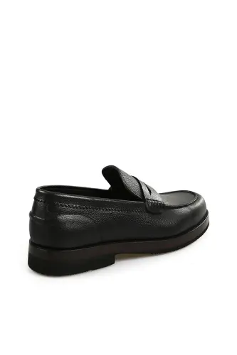 Black 100% Leather Loafer with Eva Sole Casual Shoe - 3