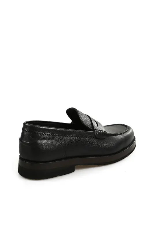 Black 100% Leather Loafer with Eva Sole Casual Shoe - 3