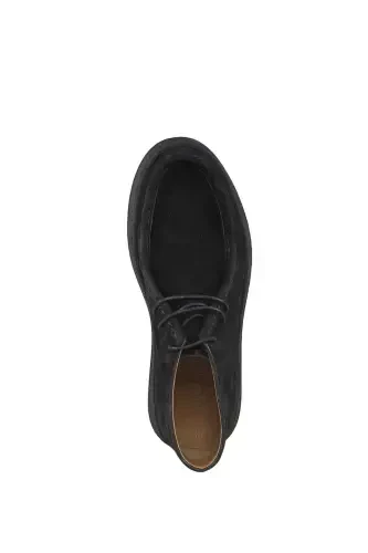 Black 100% Leather Suede Lace-up Boots - 4