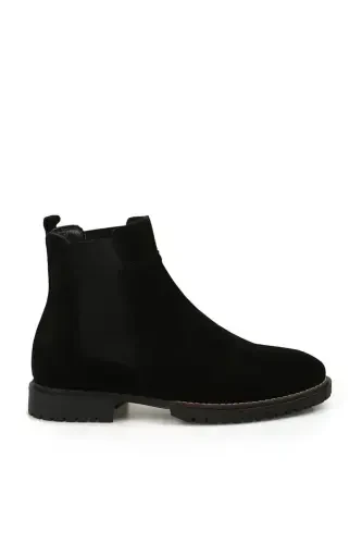 Black 100% Leather Thermo Base Suede Chelsea Boots 