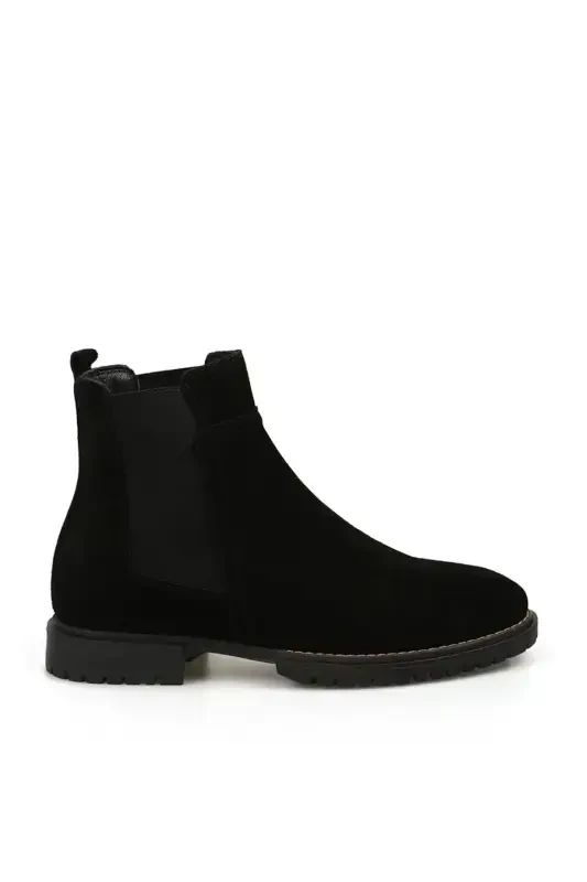 Black 100% Leather Thermo Base Suede Chelsea Boots - JAKAMEN