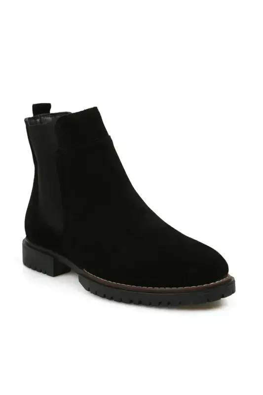 Black 100% Leather Thermo Sole Suede Chelsea Boot - 2