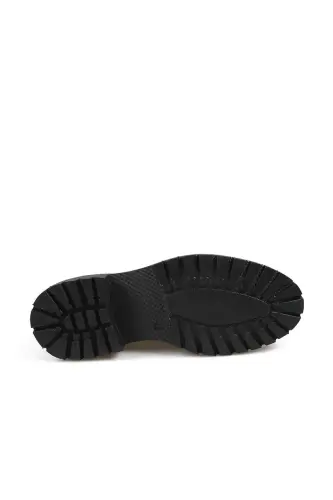 Black 100% Leather Thick Sole Loafer Shoes - 4