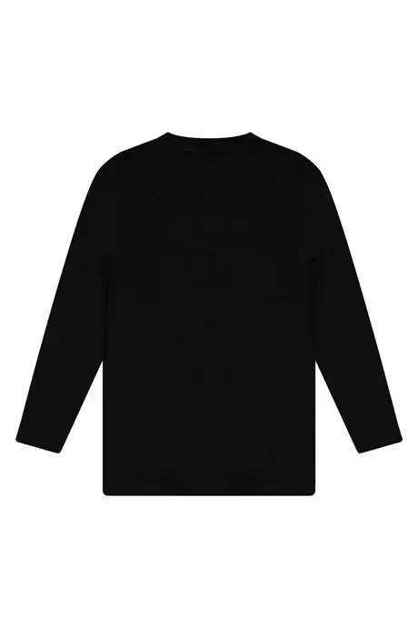 Black 2-Pack Boys Long Sleeve T-shirt 100% Cotton Knit - 4