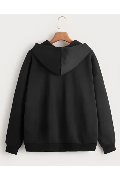 Black 2-Thread Seasonal Zippered Hooded Fleece Hoodie Jacket - JOOY COMPANY (1)