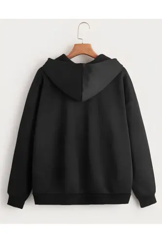 Black 2-Thread Seasonal Zippered Hooded Fleece Hoodie Jacket - 6