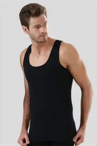 Black 3-Pack Men's Big & Tall Athletic Undershirts 100% Cotton - 4