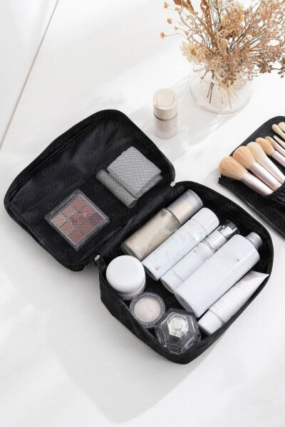 Black 4 Compartment Makeup Bag Cosmetic Makeup Suitcase Set | Care Travel Makeup Cosmetic Organizer - 3