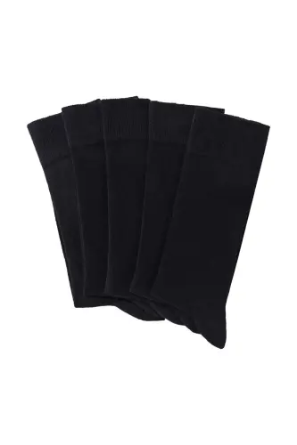 Black 5-Pack Cotton Plain Sock Set - JAKAMEN (1)