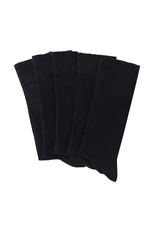 Black 5-Pack Cotton Plain Sock Set - 2