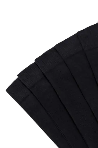 Black 5-Pack Cotton Plain Sock Set - 3