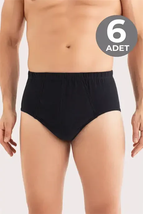 Black 6-Pack Men's Underwear 100% Cotton Combed - 1