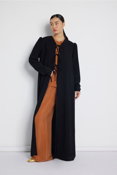 Black Abaya with Lace Detail - 2