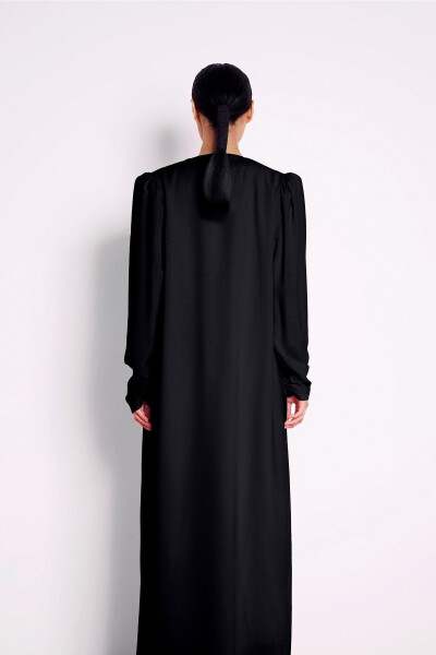 Black Abaya with Lace Detail - 3