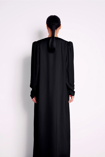 Black Abaya with Lace Detail - 6