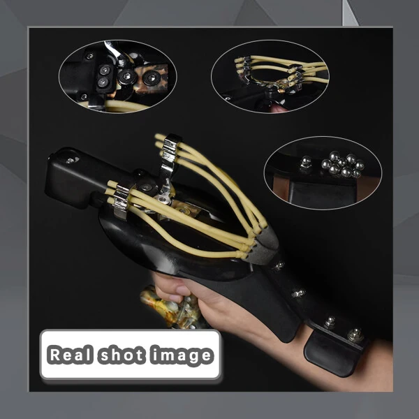 Black Adult Hunting Slingshot with Stainless Steel Guard Plate Clianle - 7