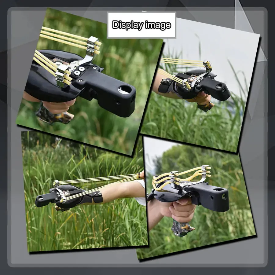 Black Adult Hunting Slingshot with Stainless Steel Guard Plate Clianle - 9