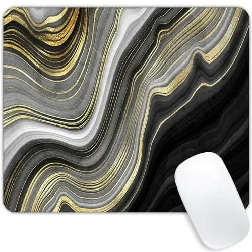 Black and White Flowing Gold line Marble Mouse pad Customized Mousepad Non-Slip Rubber Base Mouse Pads for Computers Laptop Office Desk Accessories Mouse pad 