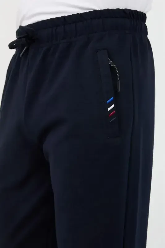Black-Anthracite-Navy Blue Men's 3-Piece Tracksuit Bottoms Zipper Pocket Embroidered Detail Straight Leg Regular Fit-Black - 5