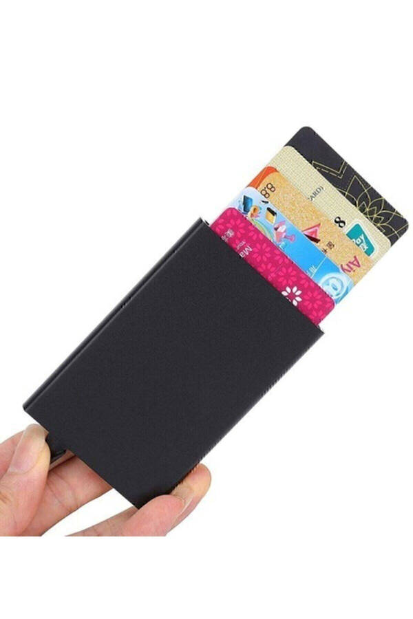 Black Automatic Mechanism Metal Credit Card Holder Business Card Case - 23