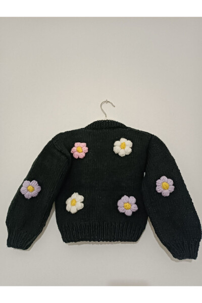 Black Baby Cardigan with Flowers - 9