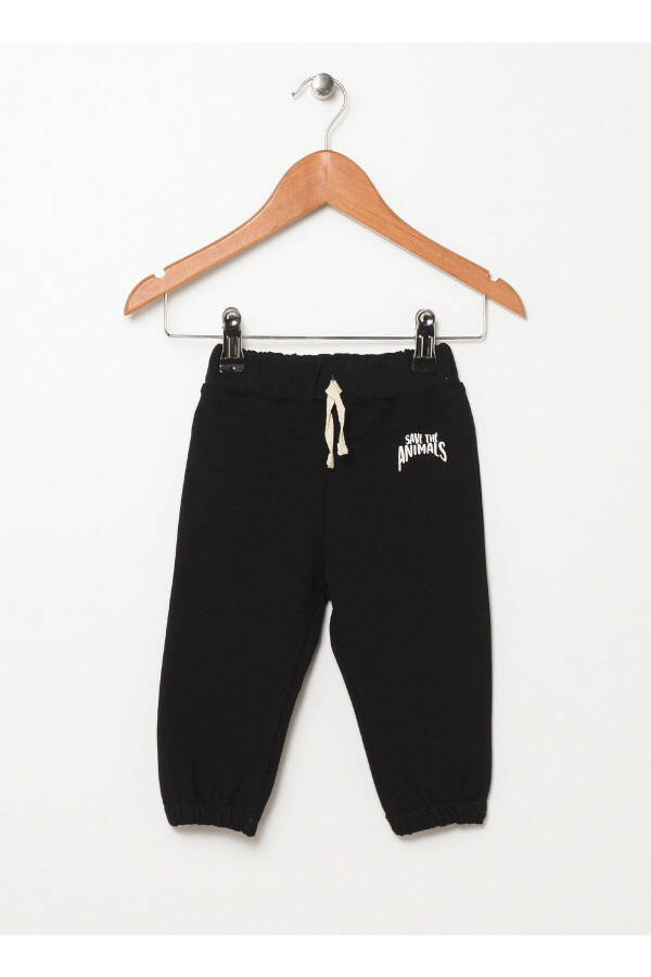 Black Baby Sweatpants with Elastic Cuffs 22fwb-61 - 1