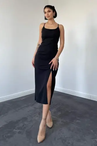 Black Backless Dress - BÜYÜKBEDENIZ (1)