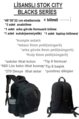 Black Backpack Multi Compartment Wide Fully Lined High School Middle School Elementary Large Backpack School Bag-Black plain - 3