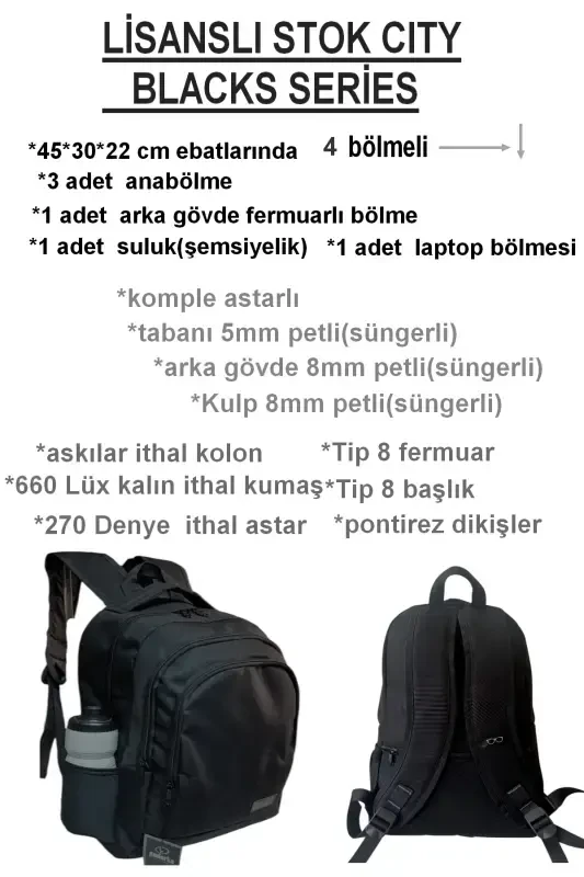 Black Backpack Multi Compartment Wide Fully Lined High School Middle School Elementary Large Backpack School Bag-Black plain - 3