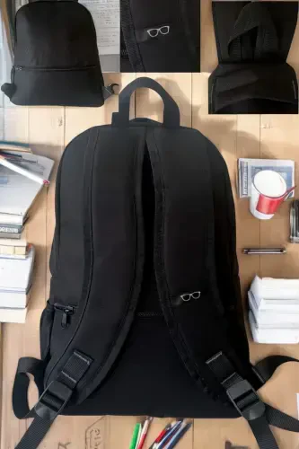 Black Backpack Multi Compartment Wide Fully Lined High School Middle School Elementary Large Backpack School Bag-Black plain - 4