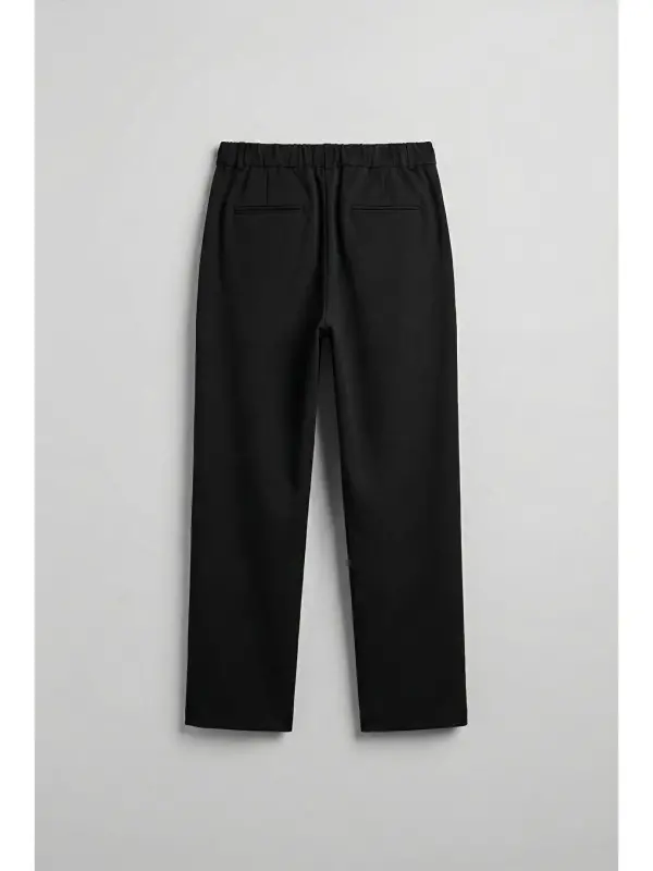 Black Baggy Fit Fabric Trousers - 6