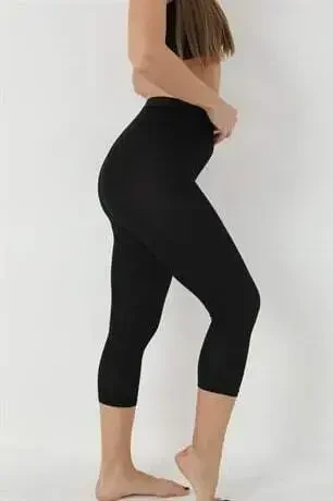 Black Bamboo Capri Leggings for Women - High Waisted - 13