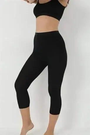 Black Bamboo Capri Leggings for Women - High Waisted - 10