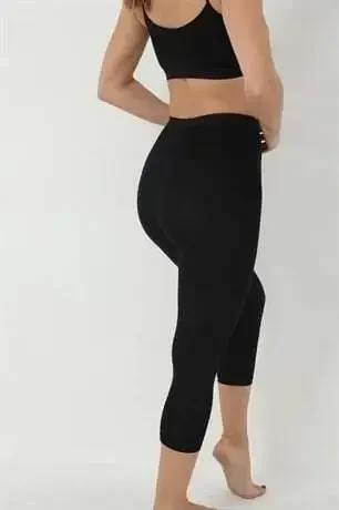 Black Bamboo Capri Leggings for Women - High Waisted - 9
