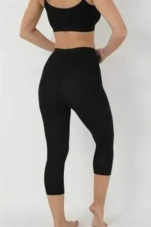 Black Bamboo Capri Leggings for Women - High Waisted - 7