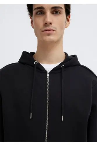 Black Basic Hoodie with Zipper 0s10277-900 - 7
