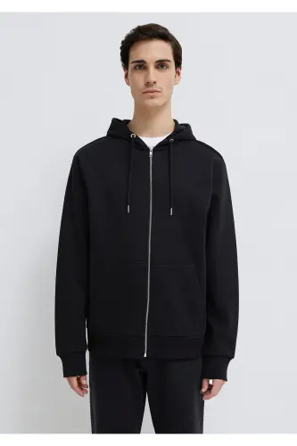 Black Basic Hoodie with Zipper 0s10277-900 - 4