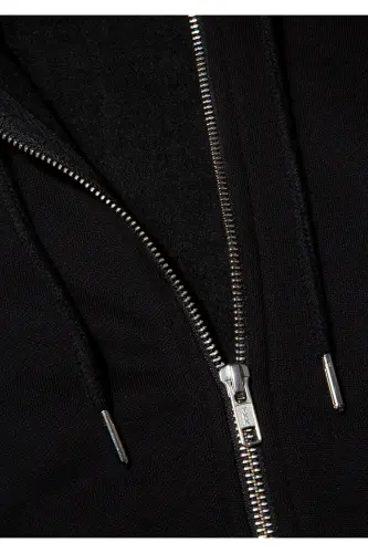 Black Basic Hoodie with Zipper 0s10277-900 - 8