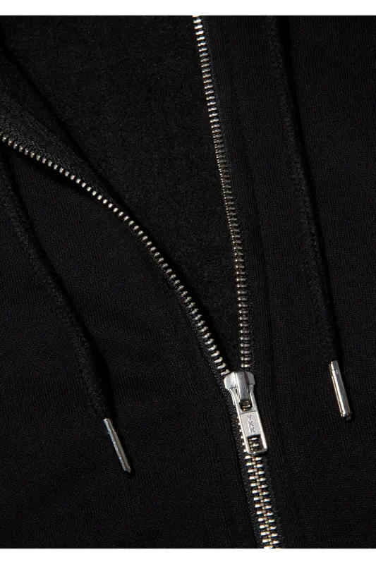 Black Basic Hoodie with Zipper 0s10277-900 - 8